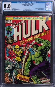 1974 Marvel Comics "Incredible Hulk" #181 - (First full Appearance of Wolverine) - CGC 8.0 Off-White to White Pages 